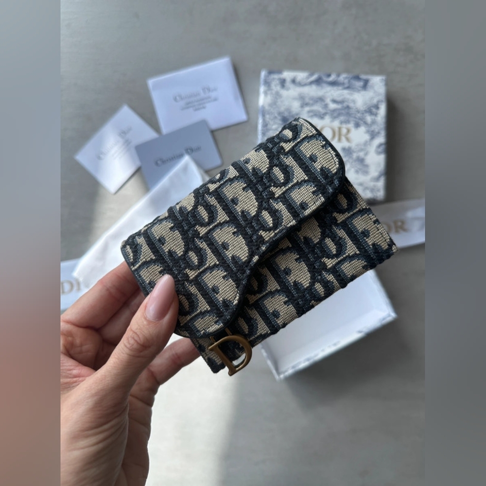 Dior Blue and Cream Key & Card Holder